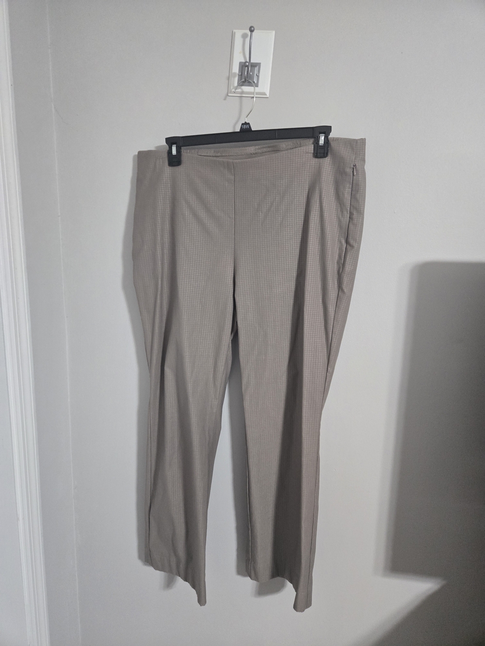 Chico's Taupe Plaid Straight-Leg Trousers